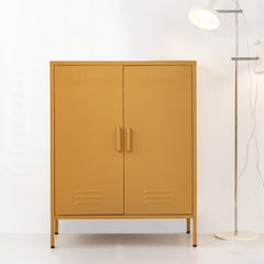 ArtissIn Sweetheart Metal Locker Storage Shelf Shoe Cabinet Buffet Sideboard Yellow - ozily