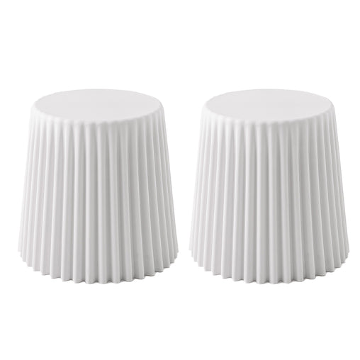 ArtissIn Set of 2 Cupcake Stool Plastic Stacking Bar Stools Dining Chairs Kitchen White - ozily