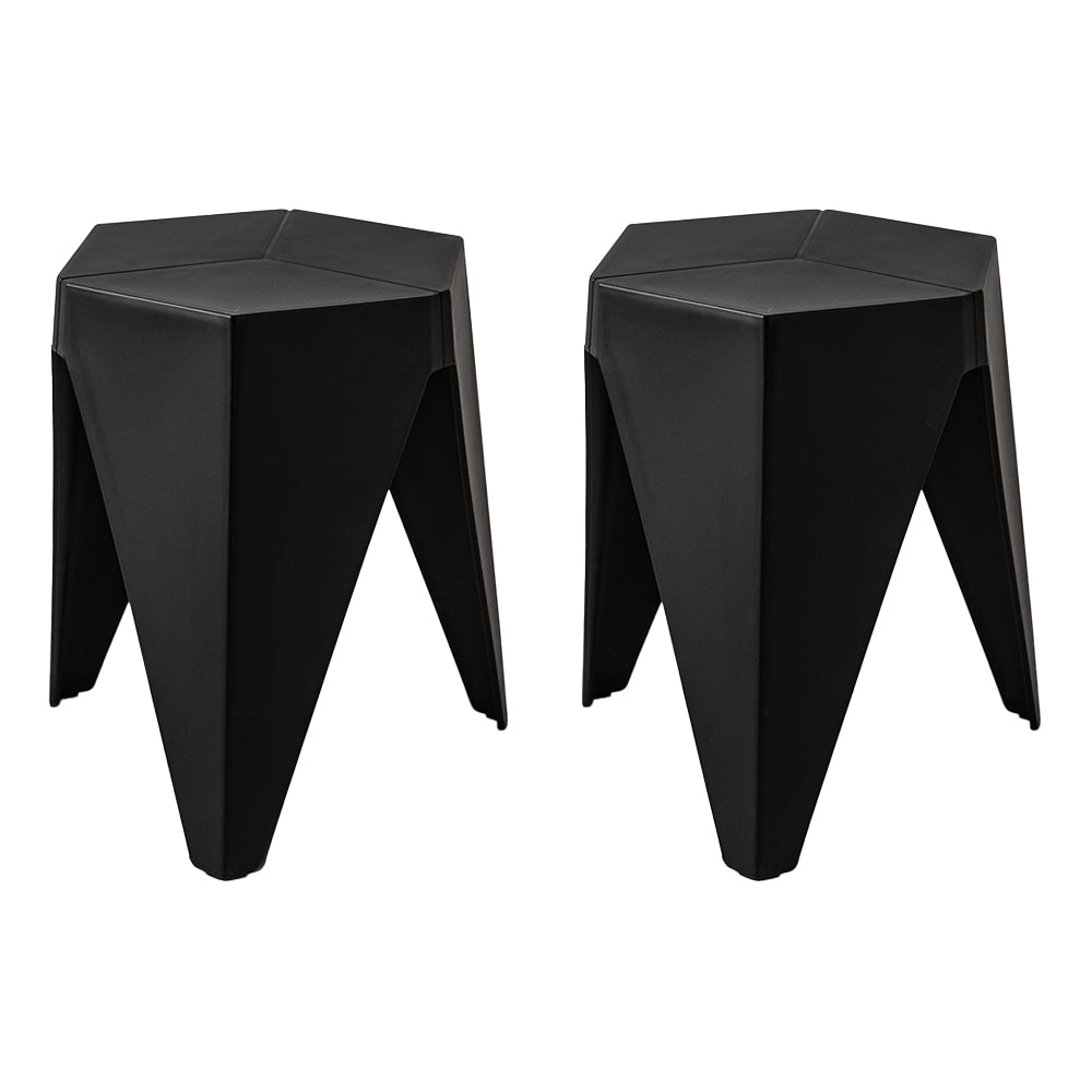 ArtissIn Set of 2 Puzzle Stool Plastic Stacking Bar Stools Dining Chairs Kitchen Black - ozily
