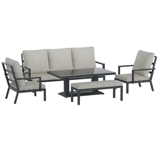 Gardeon 5-Piece Outdoor Furniture Setting Table Chair Set Aluminium Sofa 7-Seater - ozily
