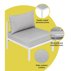 Gardeon 4 Seater Outdoor Sofa Set Aluminium Lounge Setting - ozily