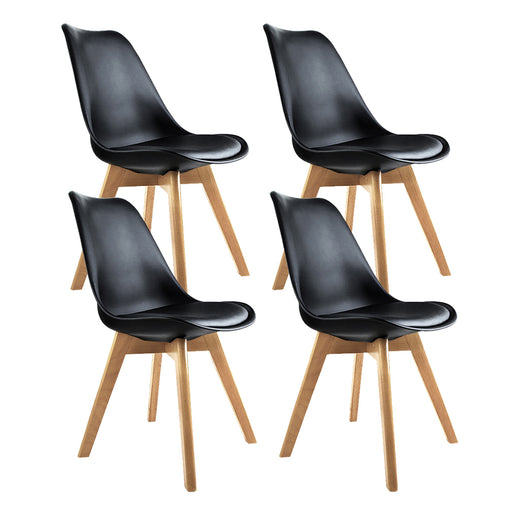 Artiss Set of 4 Padded Dining Chair - Black - ozily