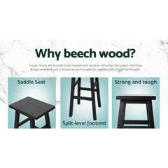 Artiss Set of 4 Beech Wood Bar Stools - Black - ozily