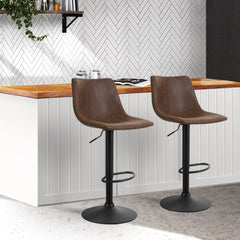Artiss Kitchen Bar Stools Gas Lift Stool Chairs Swivel Barstools Vintage Fabric - ozily
