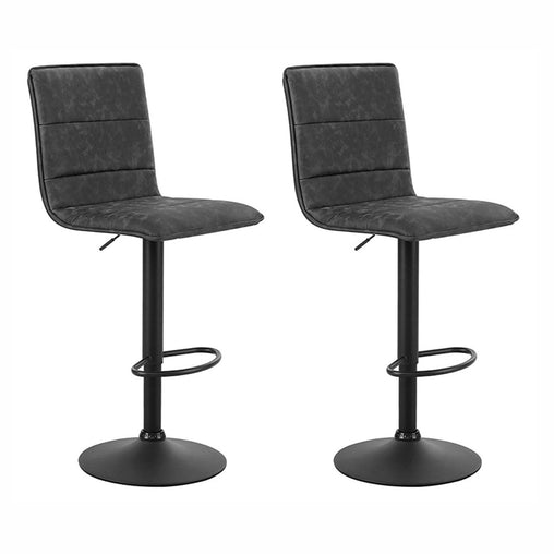 Artiss Set of 2 Bar Stools PU Leather Smooth Line Style - Grey and Black - ozily