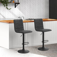 Artiss Set of 2 Bar Stools PU Leather Smooth Line Style - Grey and Black - ozily