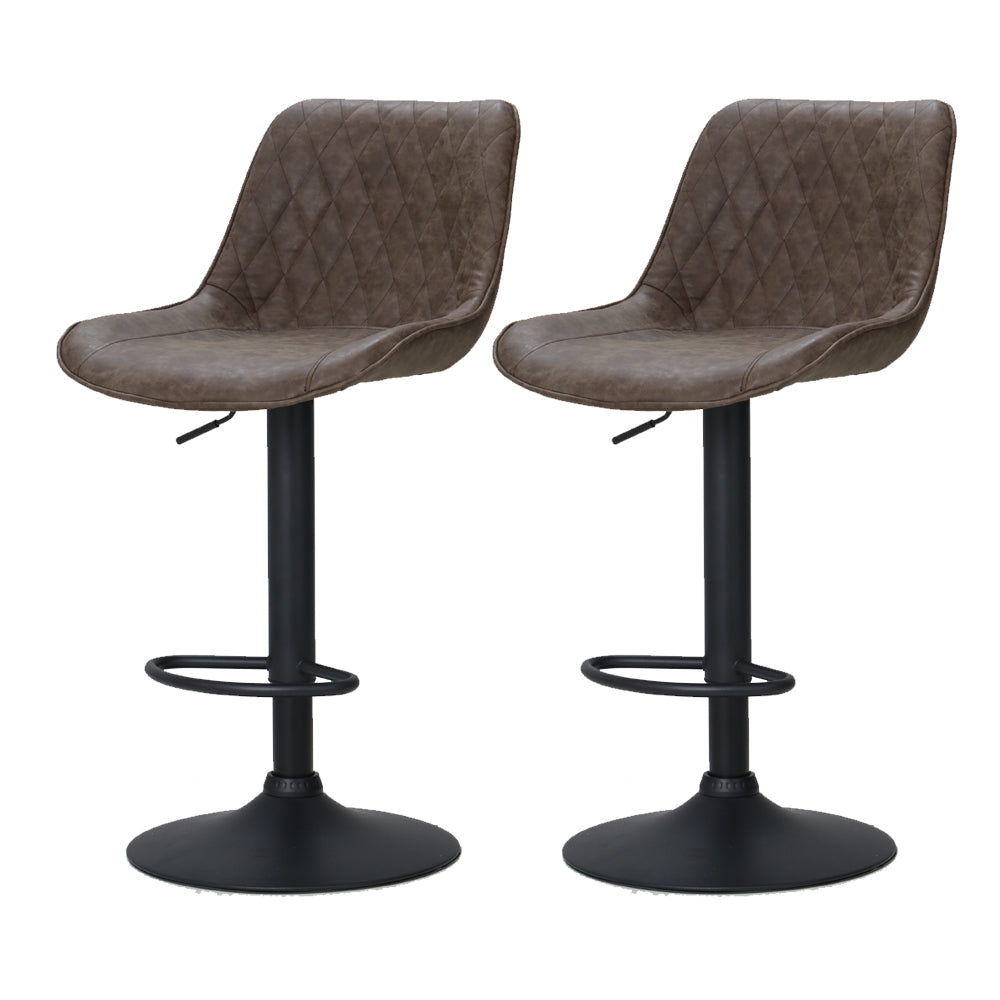 Artiss Set of 2 Bar Stools Kitchen Stool Chairs Metal Barstool Dining Chair Brown Rushal - ozily