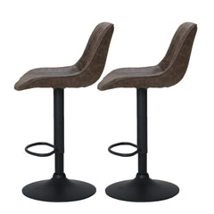 Artiss Set of 2 Bar Stools Kitchen Stool Chairs Metal Barstool Dining Chair Brown Rushal - ozily