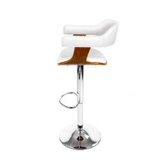 Artiss Set of 2 Wooden PU Leather Bar Stool - White and Chrome - ozily