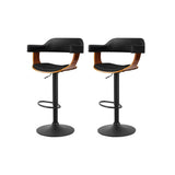 Artiss 2X Wooden Bar Stools Kitchen Swivel Gas Lift Bar Stool Chairs Leather