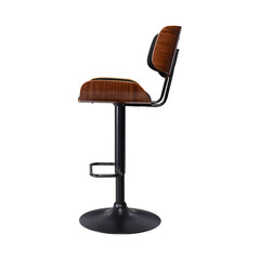 Artiss Bar Stool Gas Lift Wooden PU Leather - Black and Wood - ozily
