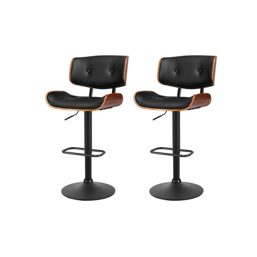 Artiss Kitchen Bar Stools Gas Lift Stool Chairs Swivel Barstool Leather Black x2 - ozily