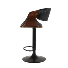 Artiss Bar Stools Swivel Chair Kitchen Gas Lift Wooden Bar Stool Leather Black - ozily