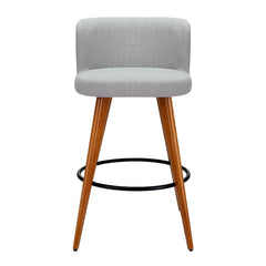 Artiss Set of 2 Wooden Fabric Bar Stools Circular Footrest - Light Grey - ozily