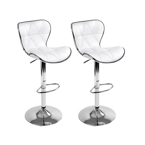 Artiss Set of 2 PU Leather Patterned Bar Stools - White and Chrome - ozily