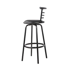 Artiss Set of 2 PU Leather Bar Stools - Black and Steel - ozily
