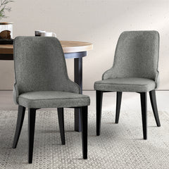 Artiss Set of 2 Fabric Dining Chairs - Grey - ozily