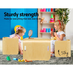 Keezi 3 PC Nordic Kids Table Chair Set Beige Desk Activity Compact Children - ozily