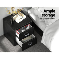 Artiss PVC Leather Bedside Table - Black - ozily