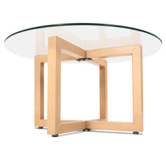 Artiss Tempered Glass Round Coffee Table - Beige - ozily