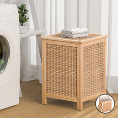 Artiss Laundry Hamper Bathroom Storage Cabinet Wooden Organiser Bag Clothes - ozily