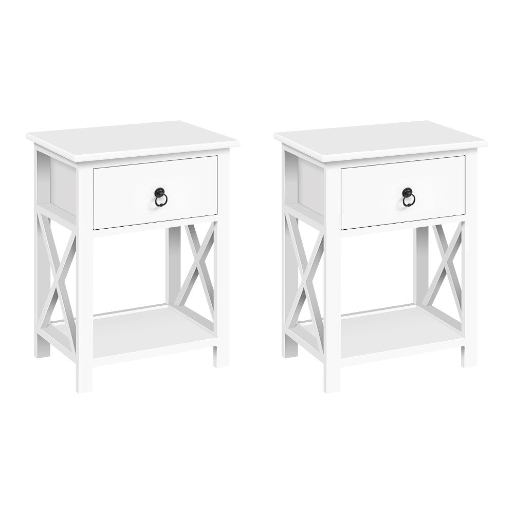 Artiss Set of 2 Bedside Tables Drawers Side Table Nightstand Lamp Chest Unit Cabinet - ozily