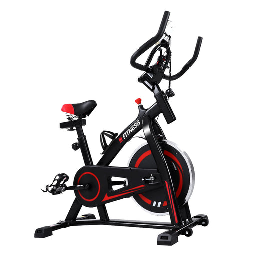 Spin Exercise Bike Flywheel Fitness Commercial Home Workout Gym Machine Bonus Phone Holder Black - ozily