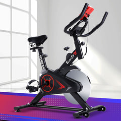 Spin Exercise Bike Flywheel Fitness Commercial Home Workout Gym Phone Holder Black - ozily