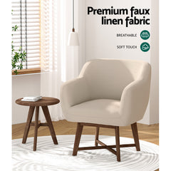 Arm Chair Fabric Tub Lounge  - Beige - ozily