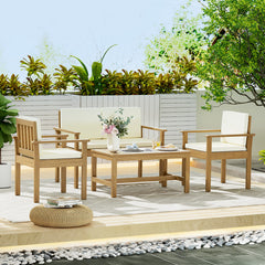 Gardeon 4-Piece Outdoor Sofa Set Wooden Couch Lounge Setting - ozily
