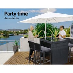 Gardeon Outdoor Bar Set Table Chairs Stools Rattan Patio Furniture 4 Seaters - ozily