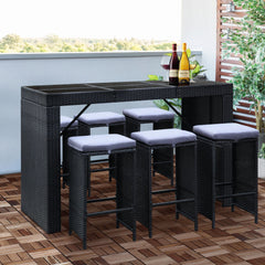 Gardeon 7 Piece Outdoor Dining Table Set - Black - ozily