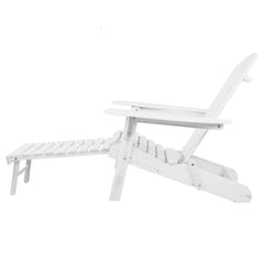 Gardeon 3 Piece Outdoor Adirondack Lounge Beach Chair Set - White - ozily