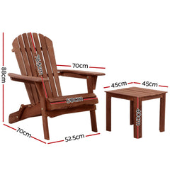 Gardeon Outdoor Folding Beach Camping Chairs Table Set Wooden Adirondack Lounge - ozily