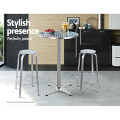 Gardeon Set of 2 Outdoor Bar Stools Patio Furniture Indoor Bistro Kitchen Aluminum - ozily