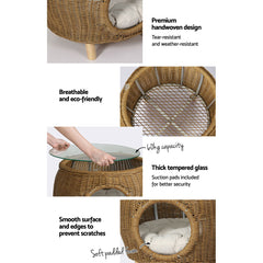 Gardeon Side Table Coffee Pet Bed Wicker Indoor Outdoor Furniture Patio Desk - ozily