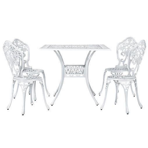 Gardeon Outdoor Dining Set 5 Piece Chairs Table Cast Aluminum Patio White - ozily