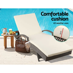 Gardeon Set of 2 Outdoor Sun Lounge Chair with Cushion- Grey - ozily