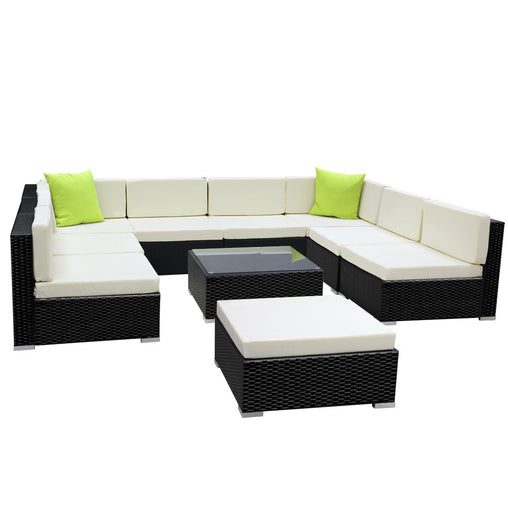 Gardeon 10PC Outdoor Furniture Sofa Set Wicker Garden Patio Lounge - ozily