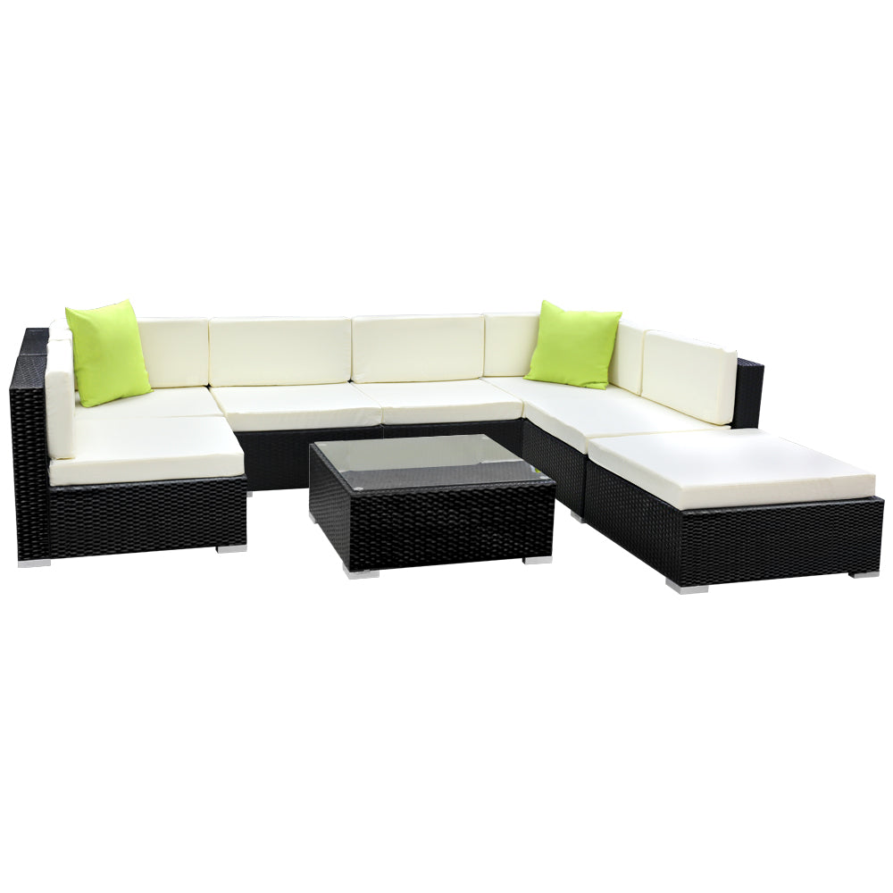 Gardeon 8PC Sofa Set with Storage Cover Outdoor Furniture Wicker - ozily