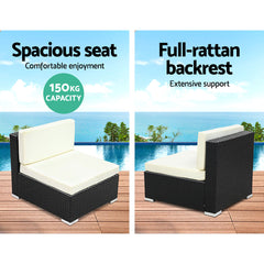 2PC Gardeon Outdoor Furniture Sofa Set Wicker Rattan Garden Lounge Chair Setting - ozily