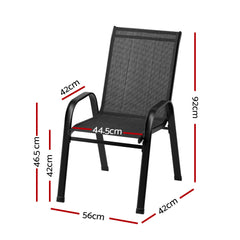 Gardeon 2PC Outdoor Dining Chairs Stackable Lounge Chair Patio Furniture Black - ozily