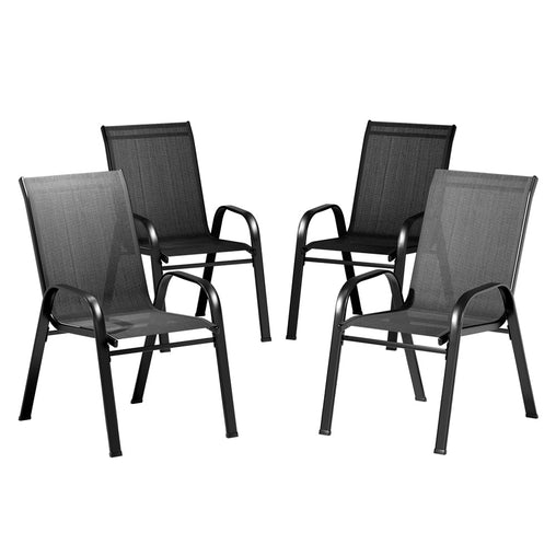 Gardeon 4X Outdoor Stackable Chairs Lounge Chair Bistro Set Patio Furniture - ozily