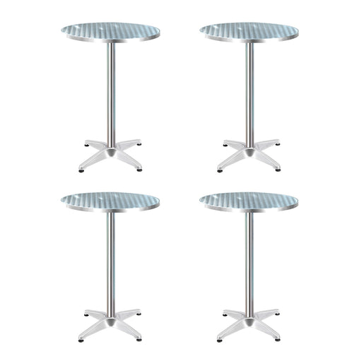 Gardeon 4pcs Outdoor Bar Table Furniture Adjustable Aluminium Cafe Table Round - ozily