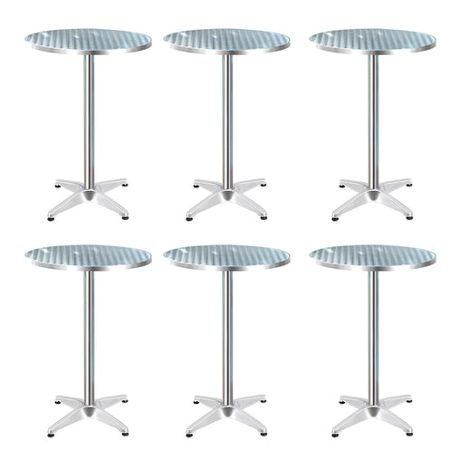 Gardeon 6pcs Outdoor Bar Table Furniture Adjustable Aluminium Cafe Table Round - ozily