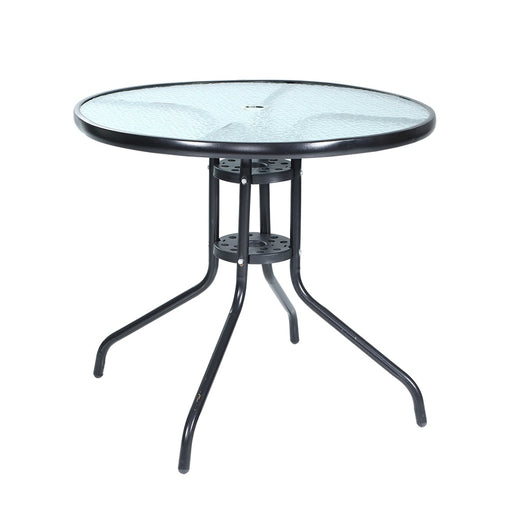 Gardeon Outdoor Dining Table Bar Setting Steel Glass 70CM - ozily