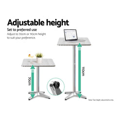 Gardeon Outdoor Bistro Set Bar Table Stools Adjustable Aluminium Cafe 3PC Square - ozily