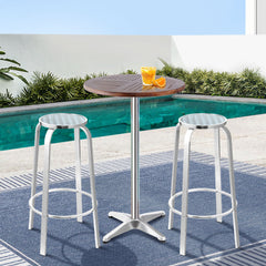 Gardeon Outdoor Bistro Set Bar Table Stools Adjustable Aluminium Cafe 3PC Square - ozily
