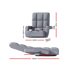 Artiss Floor Lounge Sofa Bed Swivel Grey - ozily