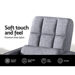 Artiss Floor Lounge Sofa Bed Swivel Grey - ozily